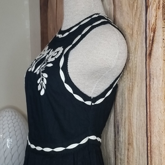 SOLD Free People Dress Birds of a Feather Boho Size 6 Black Cream - Picture 10 of 16